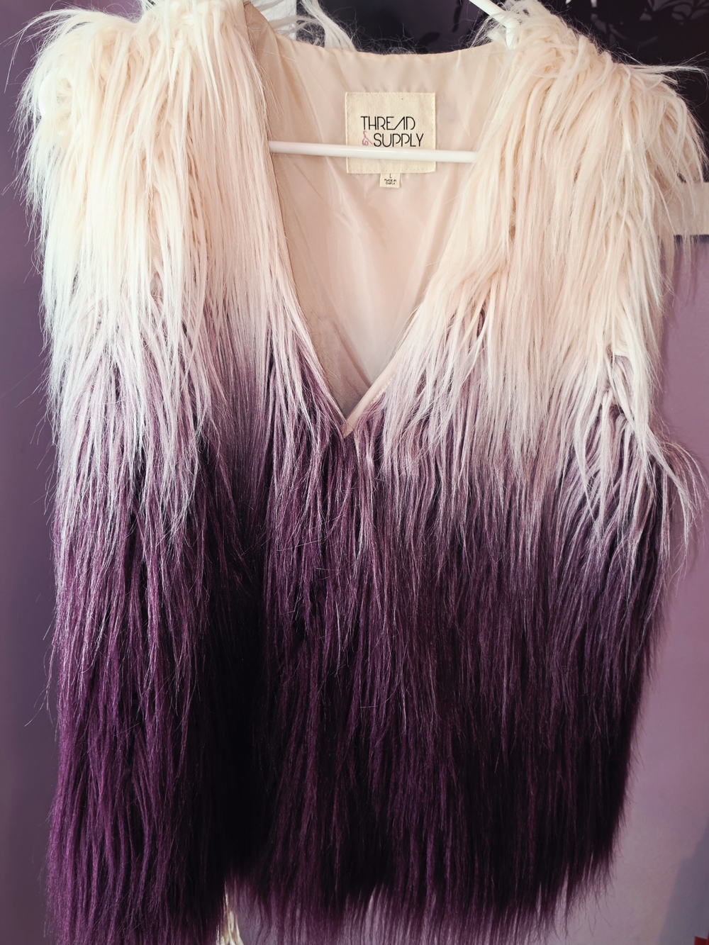 Thread & Supply Ombre Faux Fur Vest in Blush to Purple